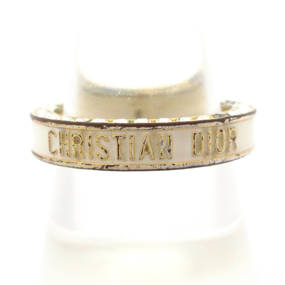 Christian Dior Ring Gold White Clear Hardware Rhinestones